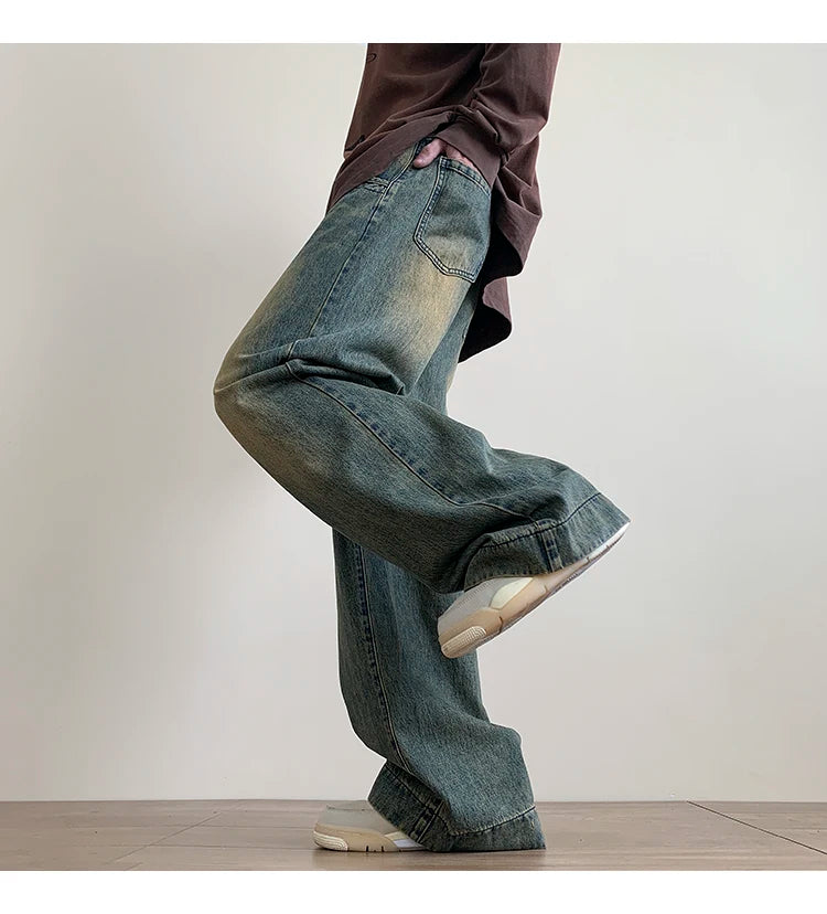 Men's Distressed Vintage Blue Jeans