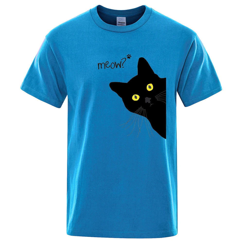 Men's T-Shirt with Fun Black Cat Print