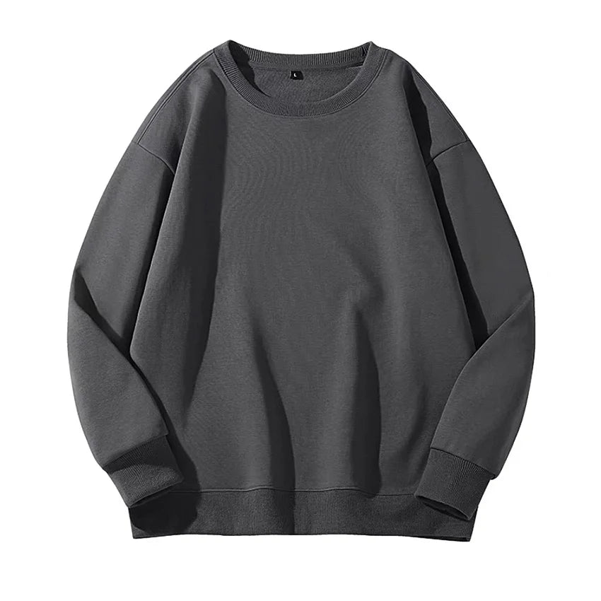 Spring/Autumn Unisex Loose-Fit Solid-Color Casual Sports Pullover