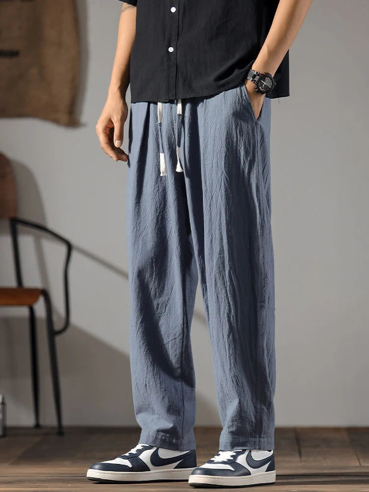 Men's Loose-Fit Wide-Leg Linen Trousers