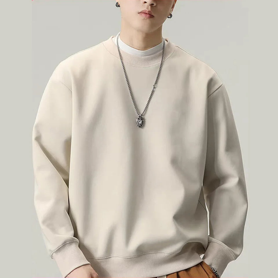 Spring/Autumn Unisex Loose-Fit Solid-Color Casual Sports Pullover