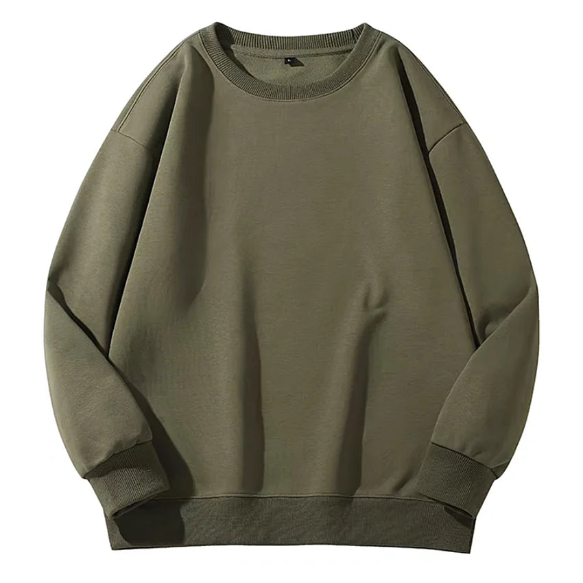 Spring/Autumn Unisex Loose-Fit Solid-Color Casual Sports Pullover