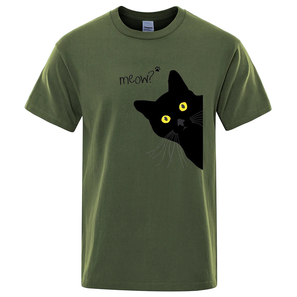 Men's T-Shirt with Fun Black Cat Print