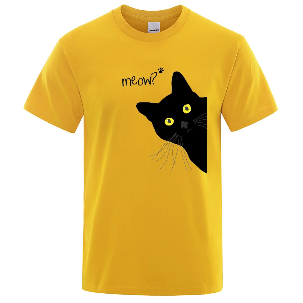 Men's T-Shirt with Fun Black Cat Print