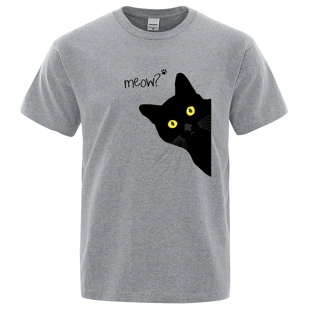 Men's T-Shirt with Fun Black Cat Print
