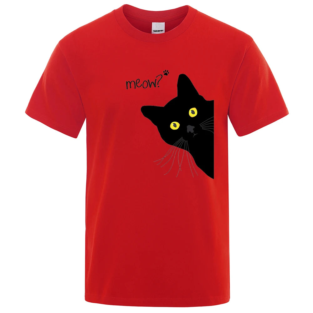 Men's T-Shirt with Fun Black Cat Print
