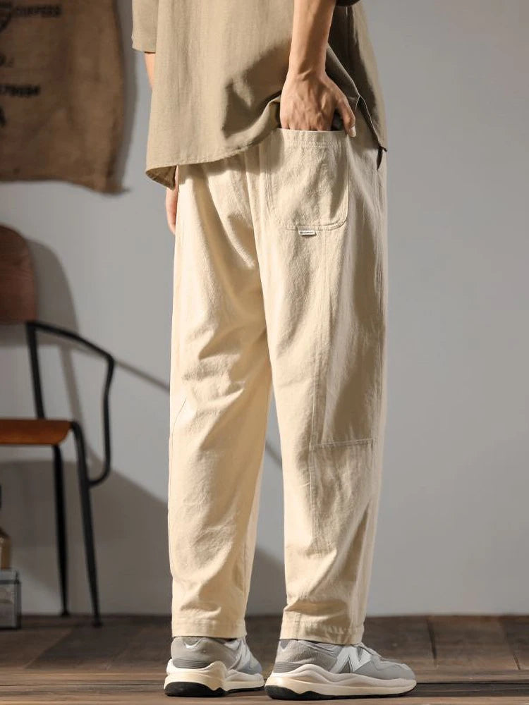 Men's Loose-Fit Wide-Leg Linen Trousers
