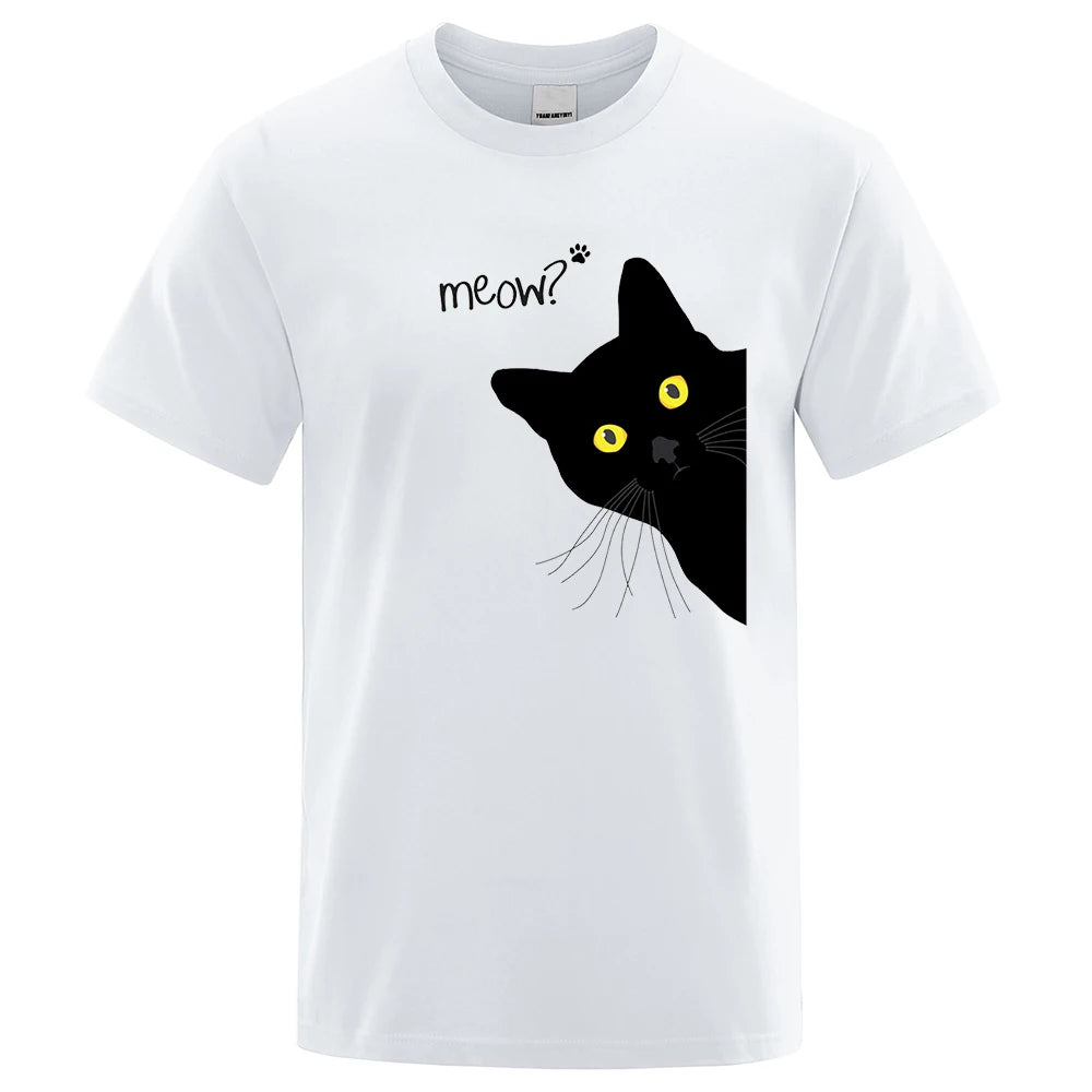 Men's T-Shirt with Fun Black Cat Print