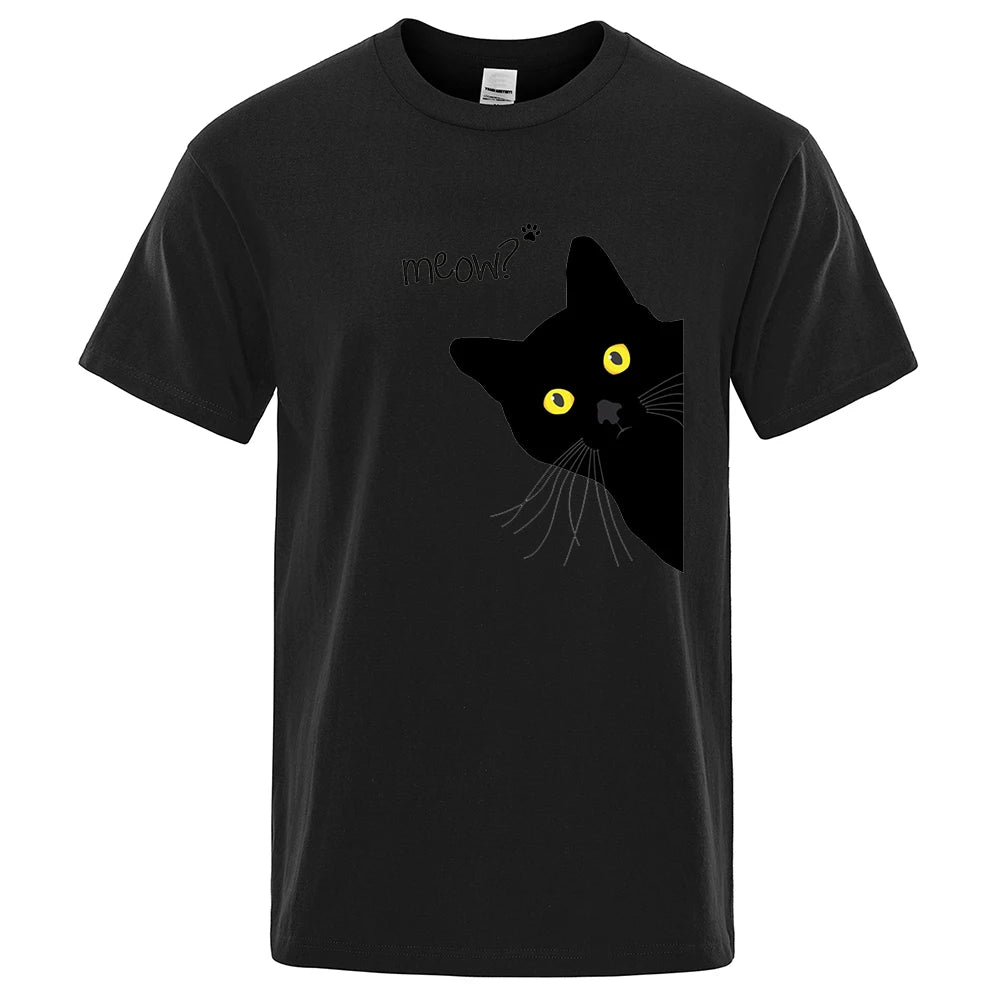 Men's T-Shirt with Fun Black Cat Print