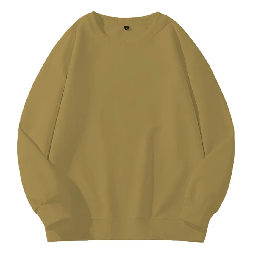 Spring/Autumn Unisex Loose-Fit Solid-Color Casual Sports Pullover