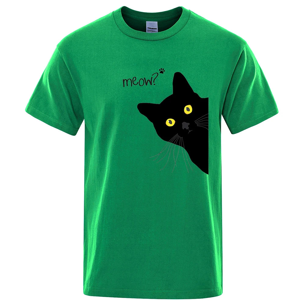 Men's T-Shirt with Fun Black Cat Print