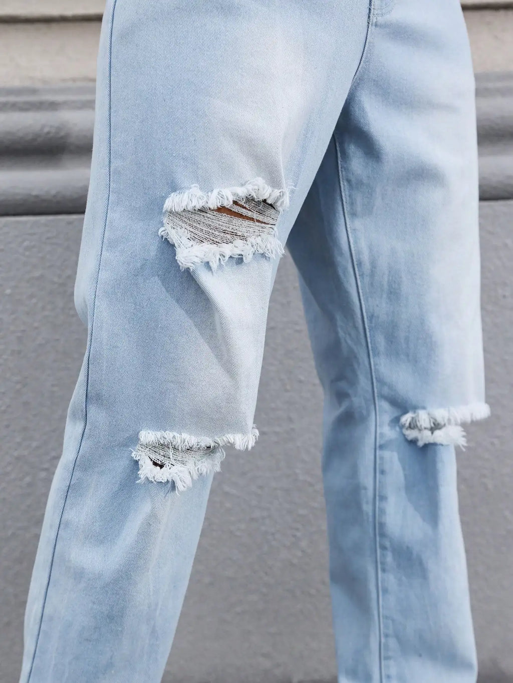 Men's Light Blue Distressed Jeans