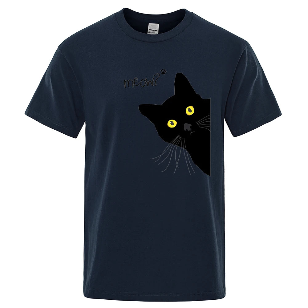 Men's T-Shirt with Fun Black Cat Print