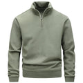 Fleece-Lined Warm Half-Zip High-Neck Sweatshirt