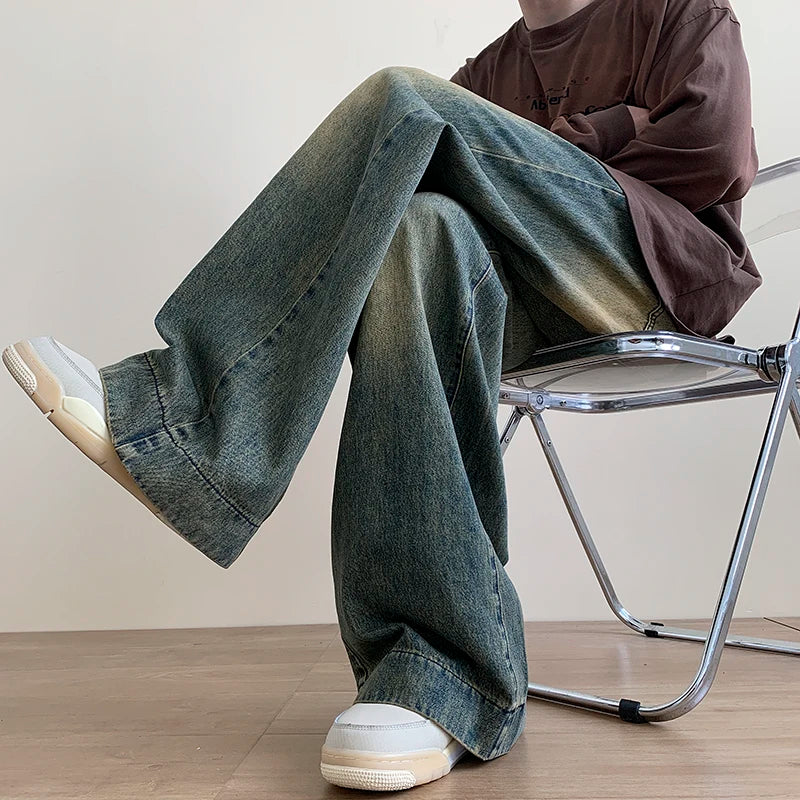 Men's Distressed Vintage Blue Jeans