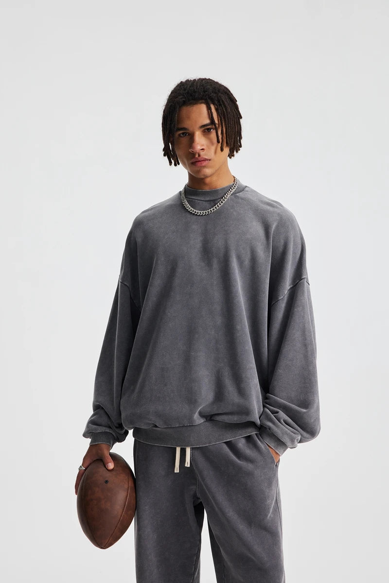 Men's Retro Loose-Fit Pullover (with Pockets)