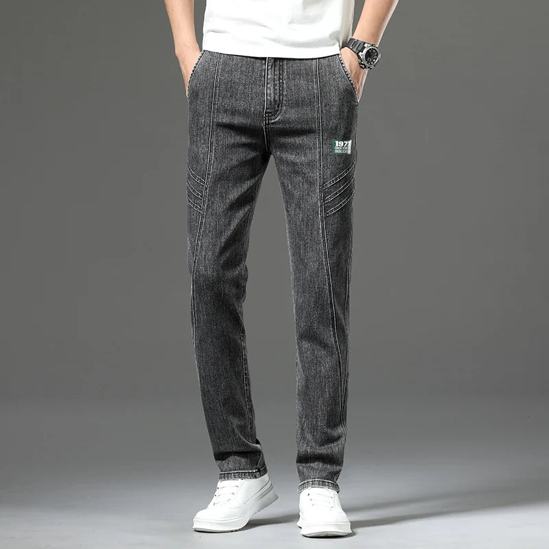 Luxury Stretch Straight-Leg Jeans