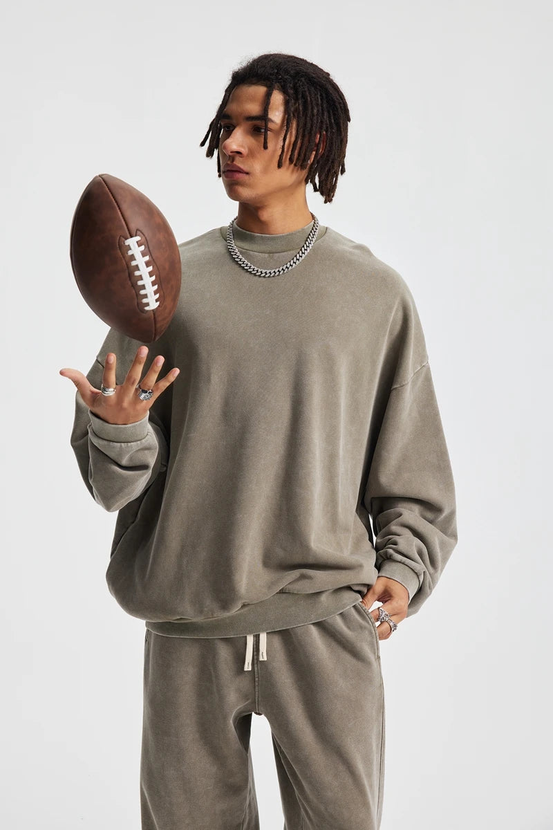 Men's Retro Loose-Fit Pullover (with Pockets)