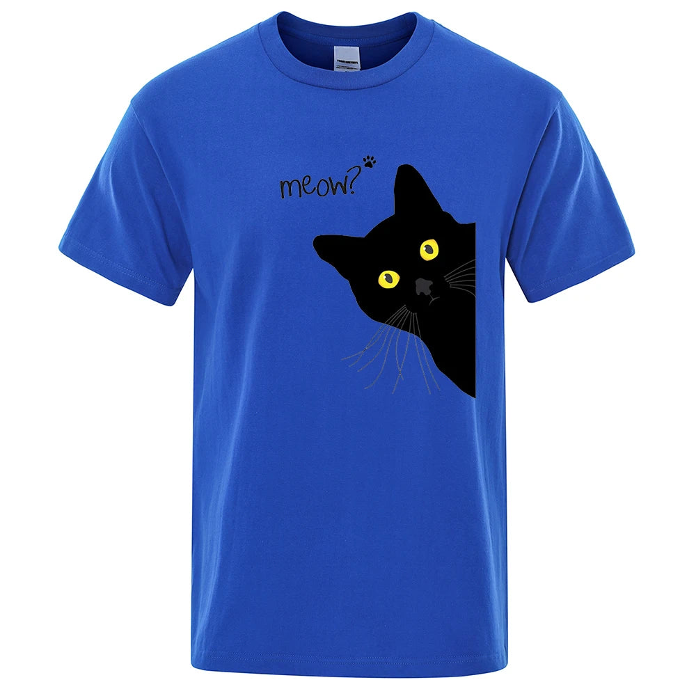 Men's T-Shirt with Fun Black Cat Print