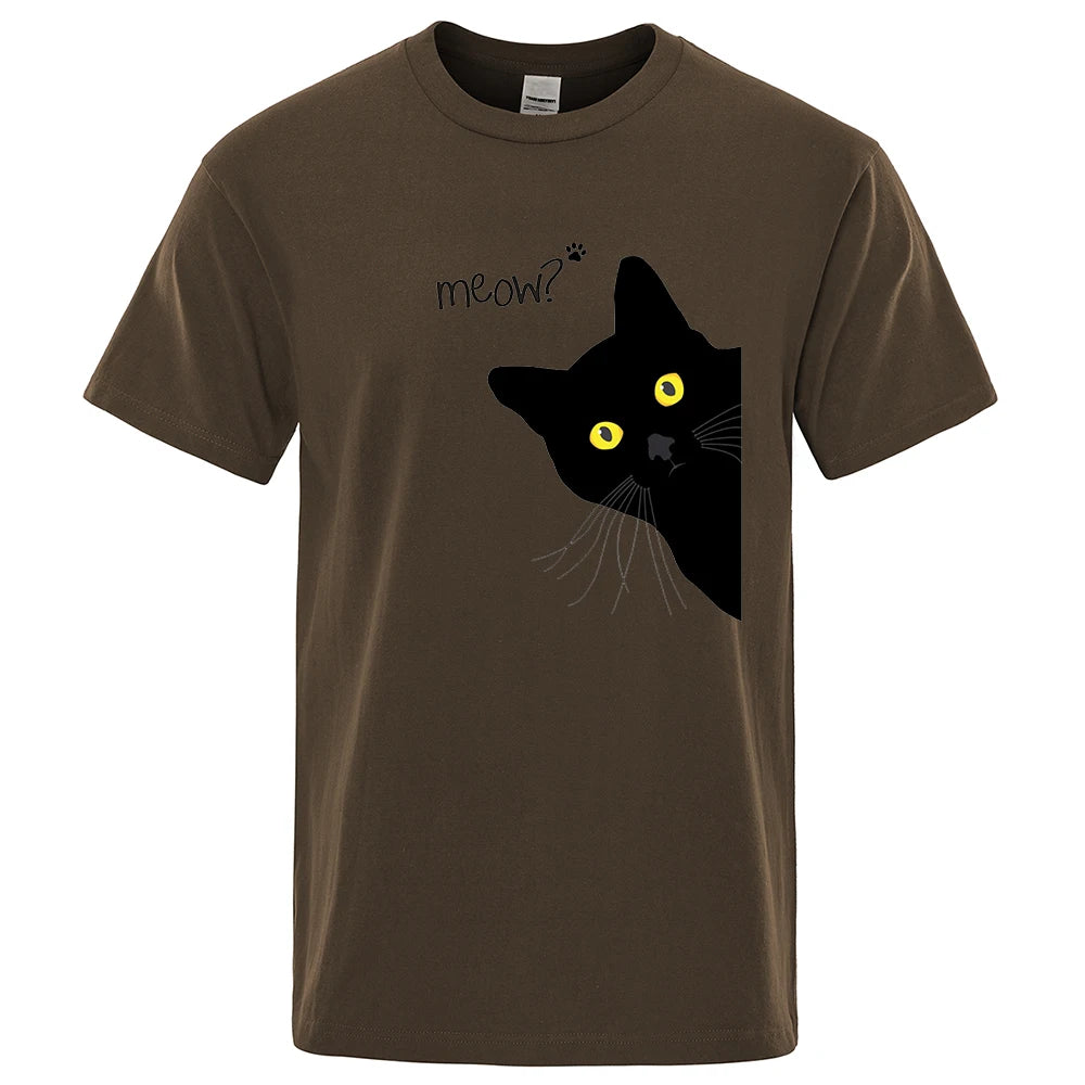 Men's T-Shirt with Fun Black Cat Print